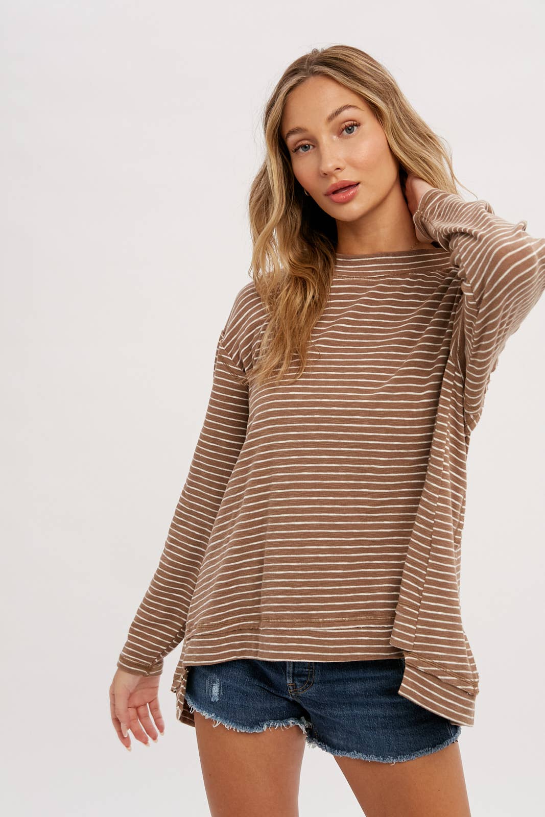 CREWNECK  SLOUCHY STRIPE TOP