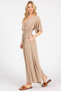 Heavy Gauze Smocked Waist Jumpsuit - VNJU16605F
