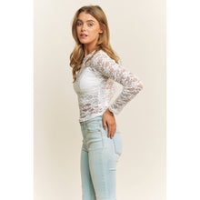 Load image into Gallery viewer, CHIC FLORAL LACE ROUND NECK DESIGN LONG SLEEVE FITTED TOP
