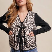 Leopard Print Quilted Vest