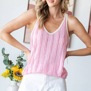 Ruffle Textured Solid Contrast Scoop Neck Tank Top