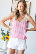 Ruffle Textured Solid Contrast Scoop Neck Tank Top