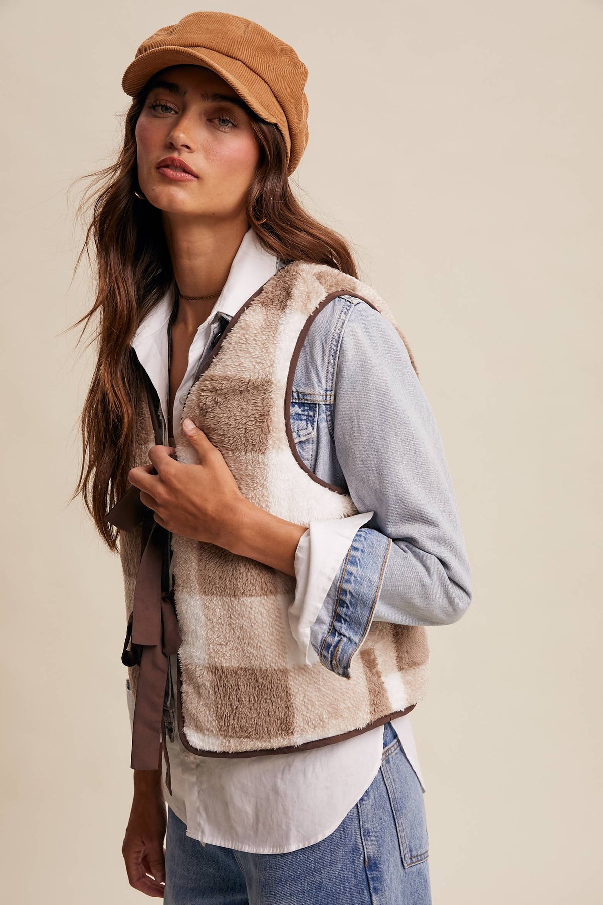 Reversible Tie-Front Fuzzy Vest