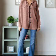 Ribbed Shacket w/Front Pockets