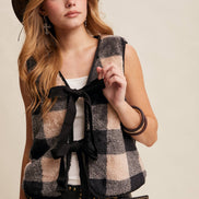 Reversible Tie-Front Fuzzy Vest