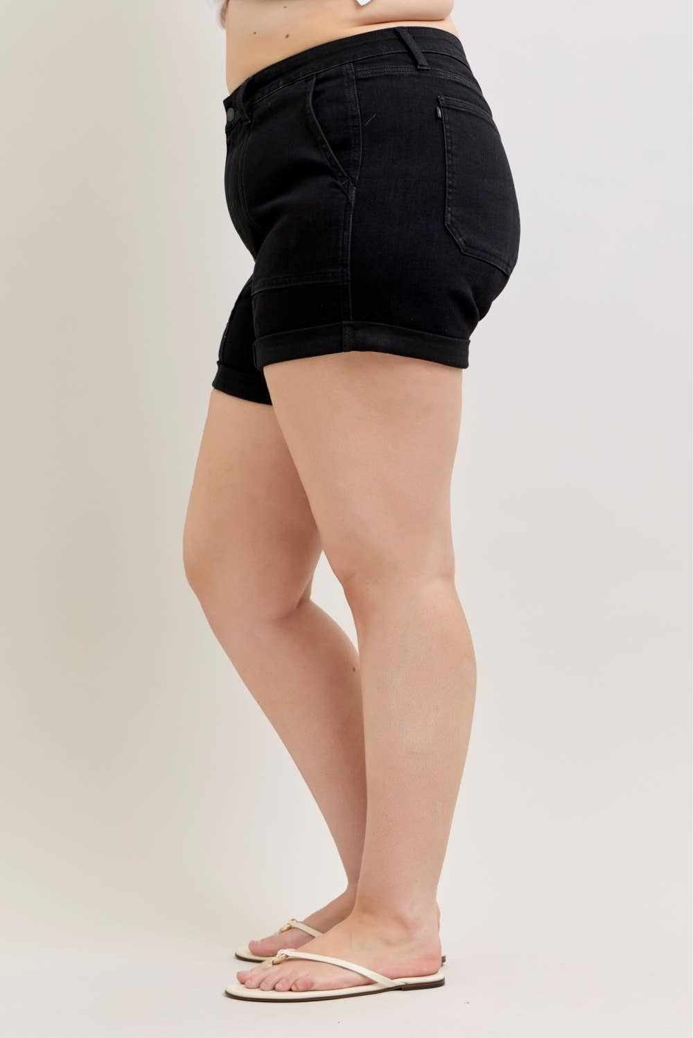JUDY BLUE High Rise Aurora Weekender Short Double Rolled Cuff - PLUS