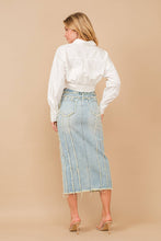 Load image into Gallery viewer, Distressed Seam Slit at Front Maxi Denim Skirt
