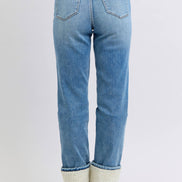 JUDY BLUE High Waisted Shearling Cuff Straight