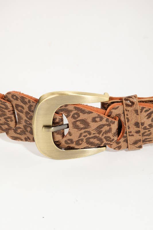 Abstract Faux Leather Chain Belt