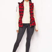 Faux Fur Lined Plaid Vest.