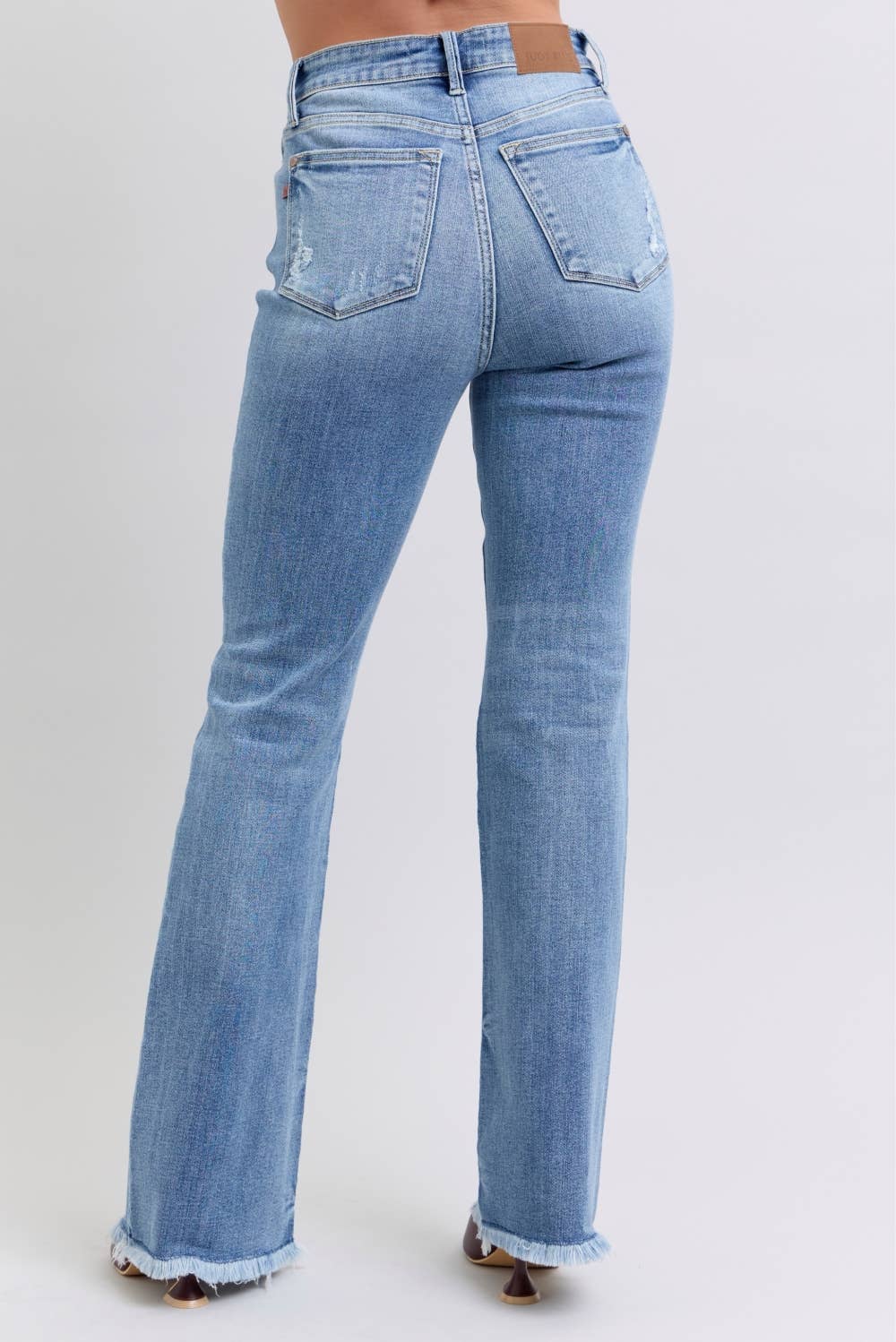JUDY BLUE High Waisted Bootcut with Fray Hem
