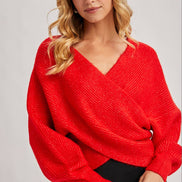 CROSSOVER RIBBED PULLOVER