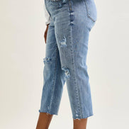 JUDY BLUE High Waisted w/ Destroy Crop Wide Leg - PLUS