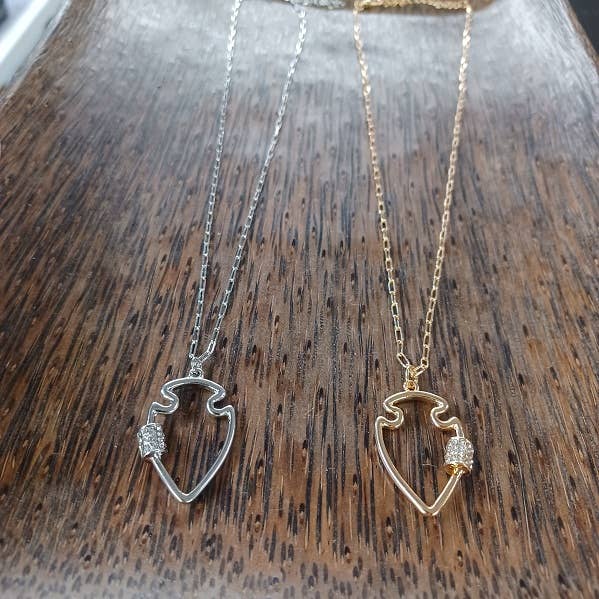 Small Arrowhead Bling Necklace Siler OR Gold