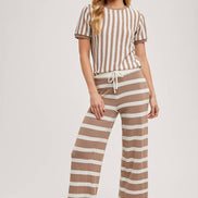 STRIPED KNIT SWEATER TOP AND BOTTOM SETS