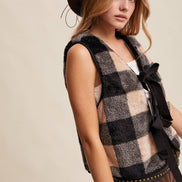 Reversible Tie-Front Fuzzy Vest