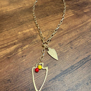 Two Charm Arrowhead Chain Link Necklace- Silver or Gold