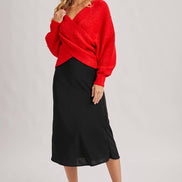 CROSSOVER RIBBED PULLOVER