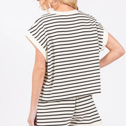 STRIPED TERRY TOP ONLY (Shorts Sold Separately)