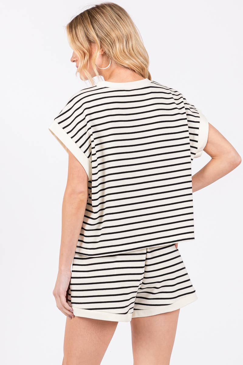 STRIPED TERRY TOP ONLY (Shorts Sold Separately)