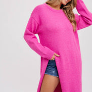 HIGH SLIT LONGLINE PULLOVER