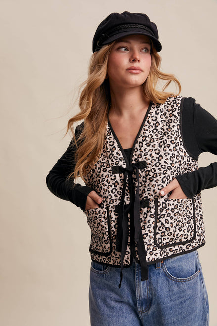 Leopard Print Quilted Vest