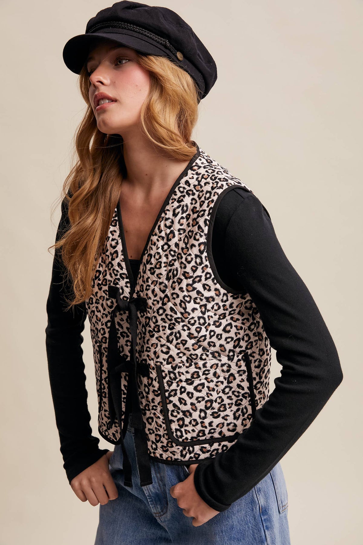 Leopard Print Quilted Vest
