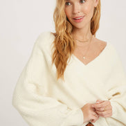 CROSSOVER RIBBED PULLOVER