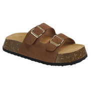 CHUBBY DOUBLE BUCKLED STRAP PLATFORM HEEL CORK SANDAL