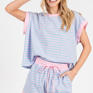 STRIPED TERRY TOP ONLY (Shorts Sold Separately)