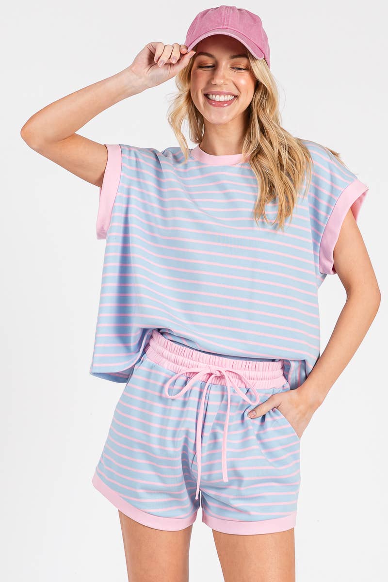 STRIPED TERRY TOP ONLY (Shorts Sold Separately)