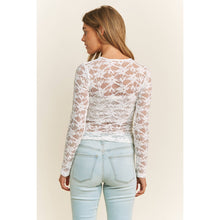 Load image into Gallery viewer, CHIC FLORAL LACE ROUND NECK DESIGN LONG SLEEVE FITTED TOP
