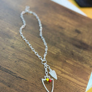 Two Charm Arrowhead Chain Link Necklace- Silver or Gold