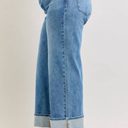 JUDY BLUE Mid Rise Straight w/ Fold over WB - PLUS