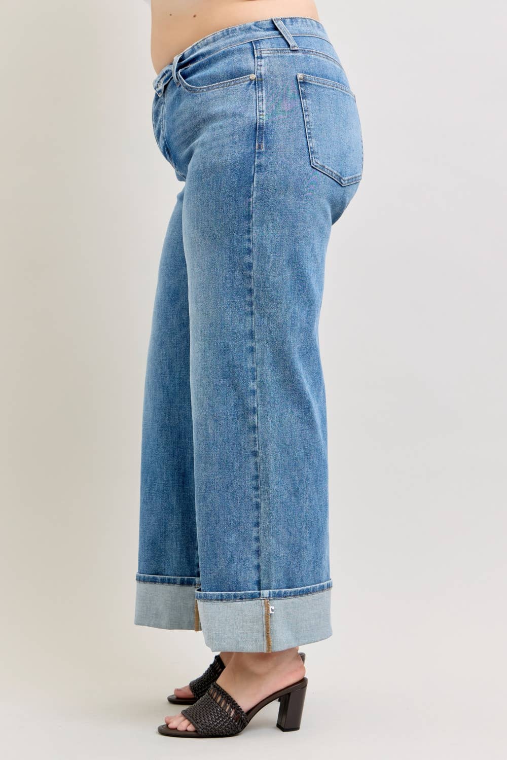 JUDY BLUE Mid Rise Straight w/ Fold over WB - PLUS