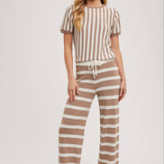 STRIPED KNIT SWEATER TOP AND BOTTOM SETS