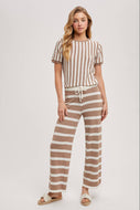 STRIPED KNIT SWEATER TOP AND BOTTOM SETS