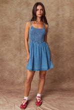 Load image into Gallery viewer, PD50500 - Charlotte Smocked Denim Dress
