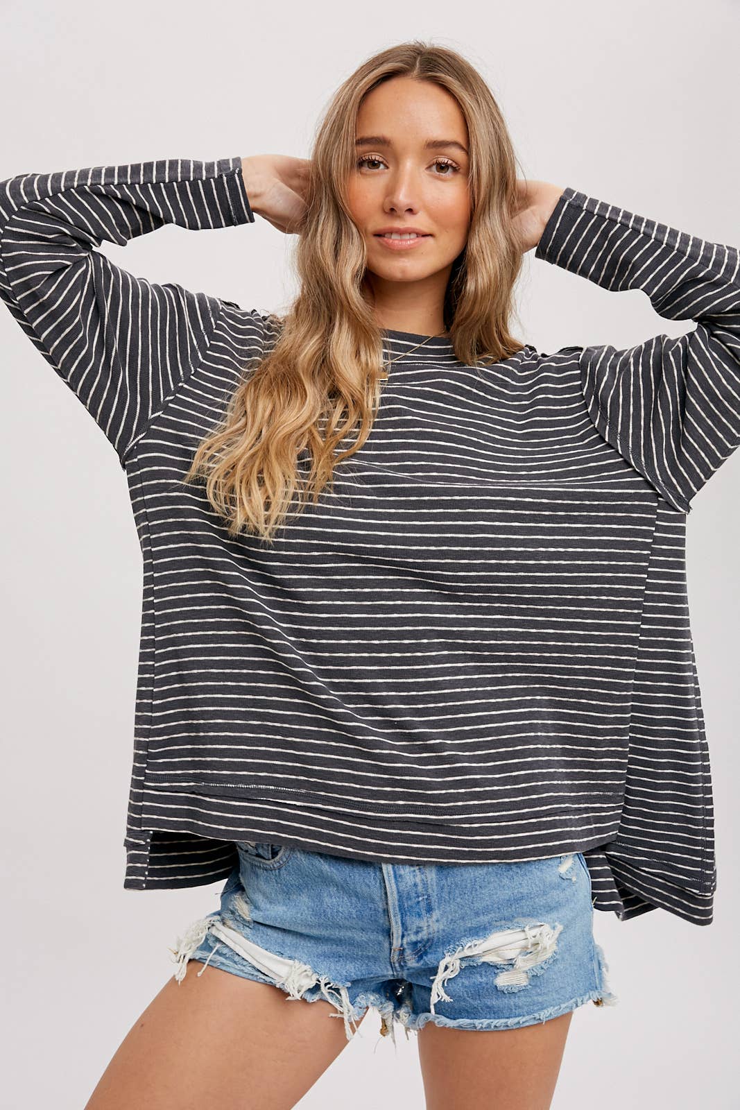CREWNECK  SLOUCHY STRIPE TOP