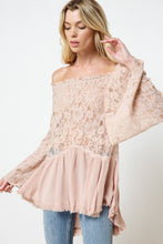 Load image into Gallery viewer, Off the Shoulder Lace Bell Sleeve Tunic Top
