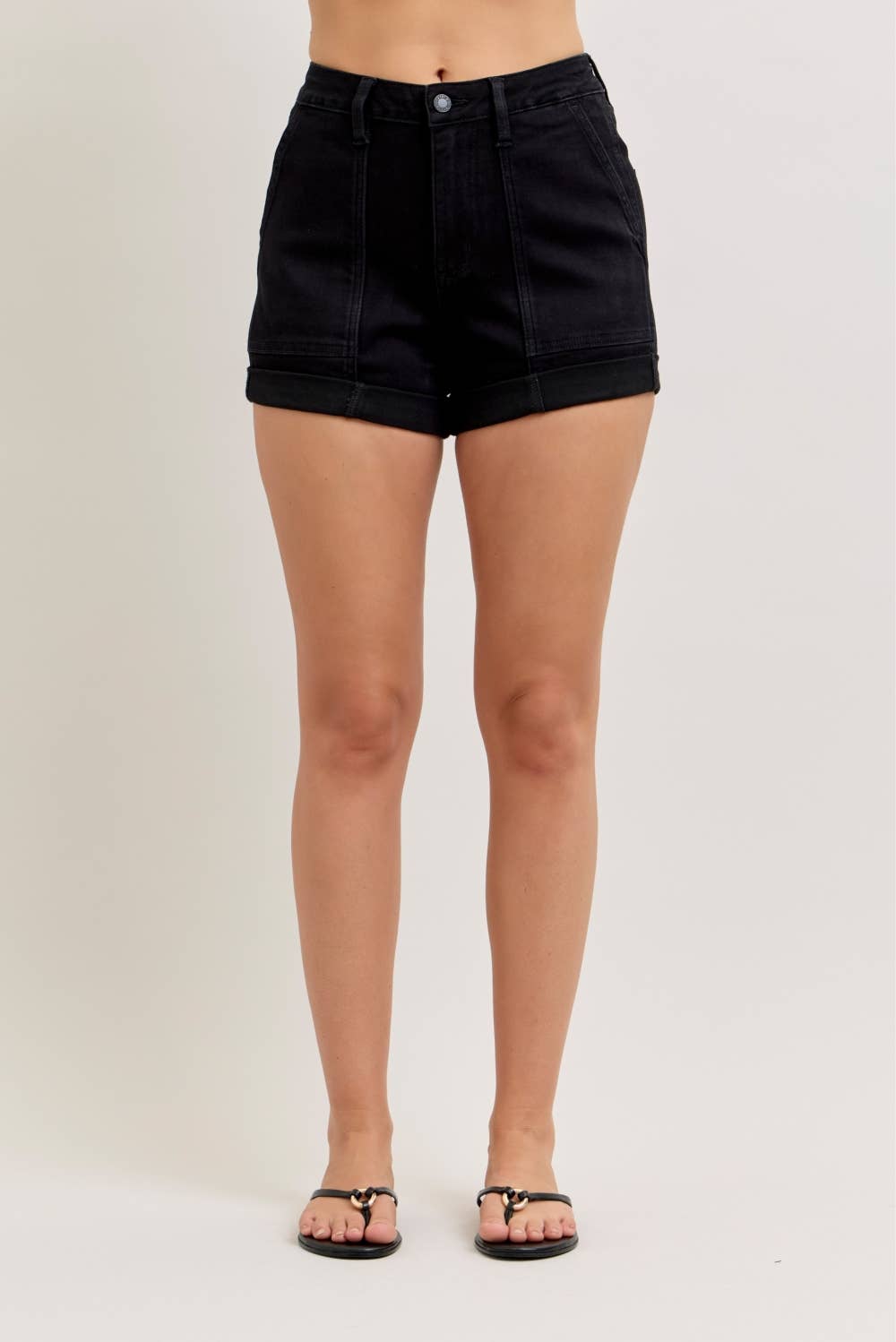 JUDY BLUE High Rise Aurora Weekender Short Double Rolled Cuff