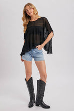 Load image into Gallery viewer, SHEER ASYMMETRIC TEXTURED CAPE TOP
