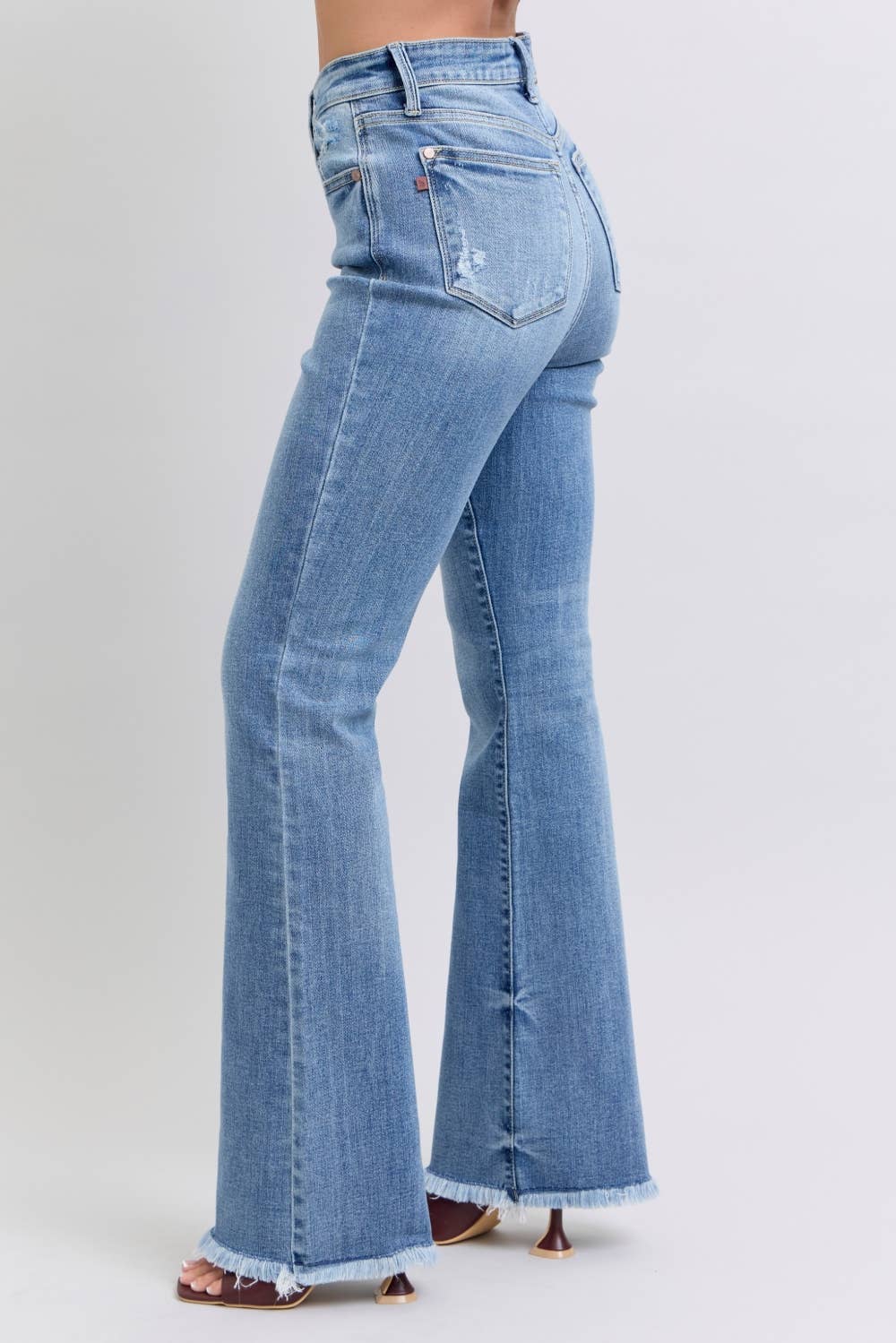 JUDY BLUE High Waisted Bootcut with Fray Hem