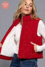 Load image into Gallery viewer, Zip Up Corduroy Puffer Vest w/Sherpa Lining
