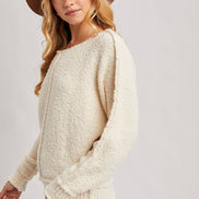 WIDE NECK OVERSIZED PULLOVER KNIT SWEATER