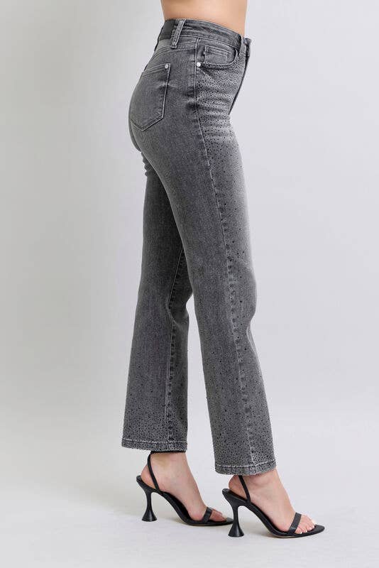 JUDY BLUE High Rise Rhinestone Straight
