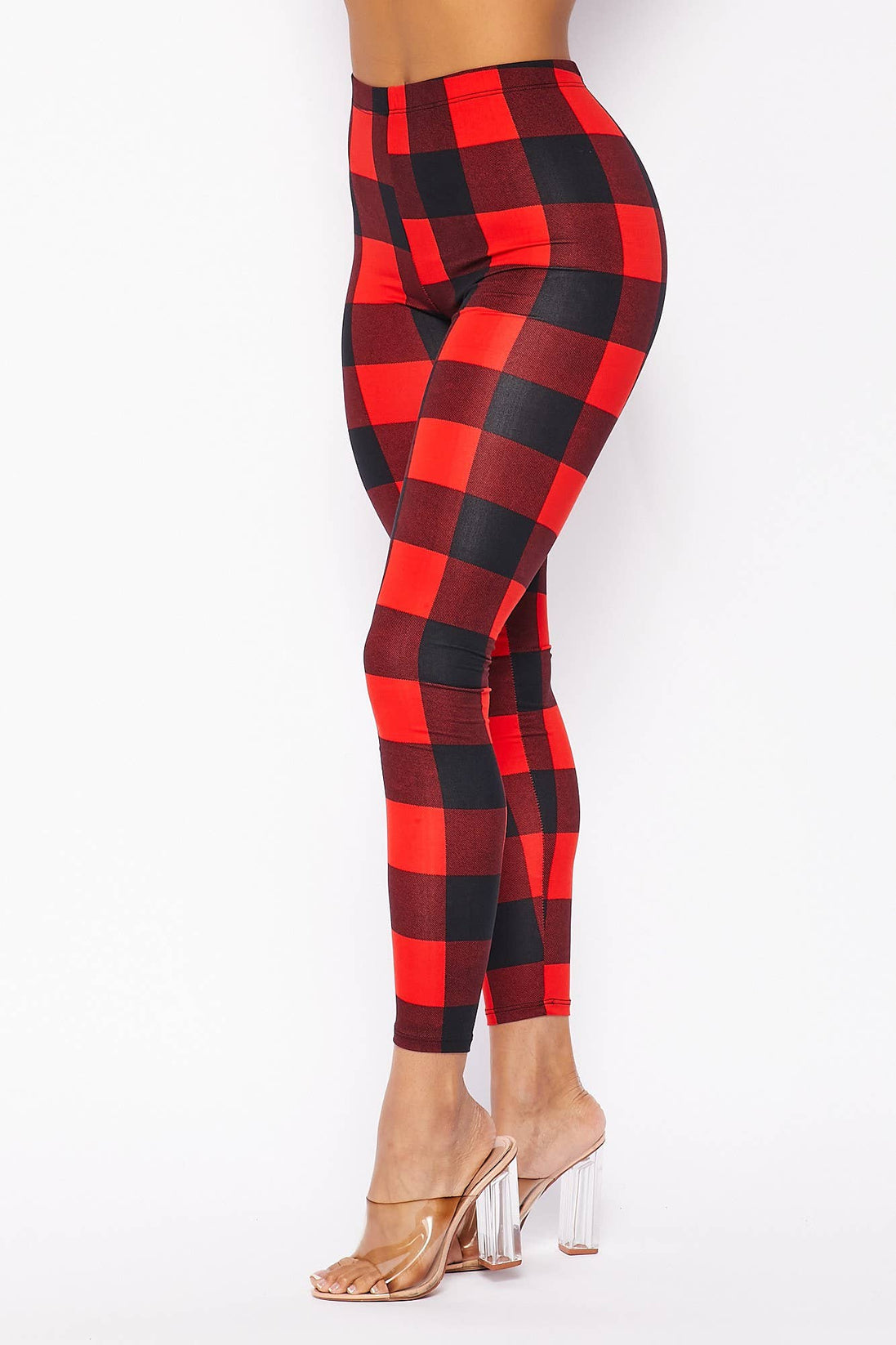 Women's Plaid Brushed Knit Leggings 5BP10082-PD