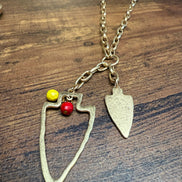 Two Charm Arrowhead Chain Link Necklace- Silver or Gold