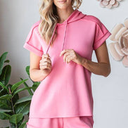 Scuba Short Sleeve Hoodie Top
