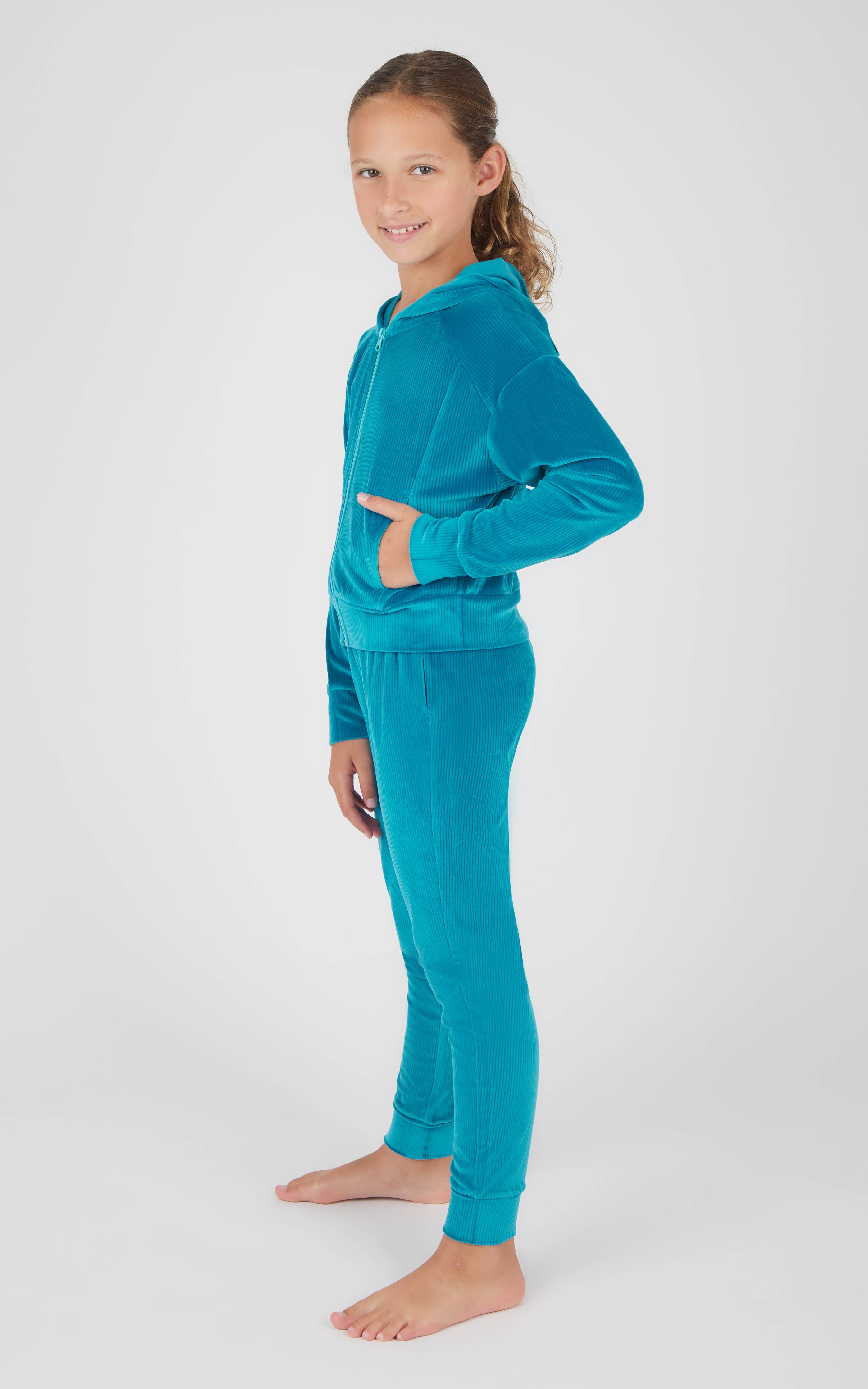 Girls Rib Velour Zip Jacket and Jogger - 2 Piece Set